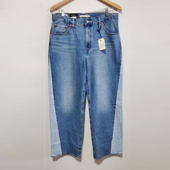 LEVI'S NWT Baggy Dad Pieced Jeans Wide Leg 100% Cotton 2-Tone Women's 29 x 32" - Picture 2 of 16